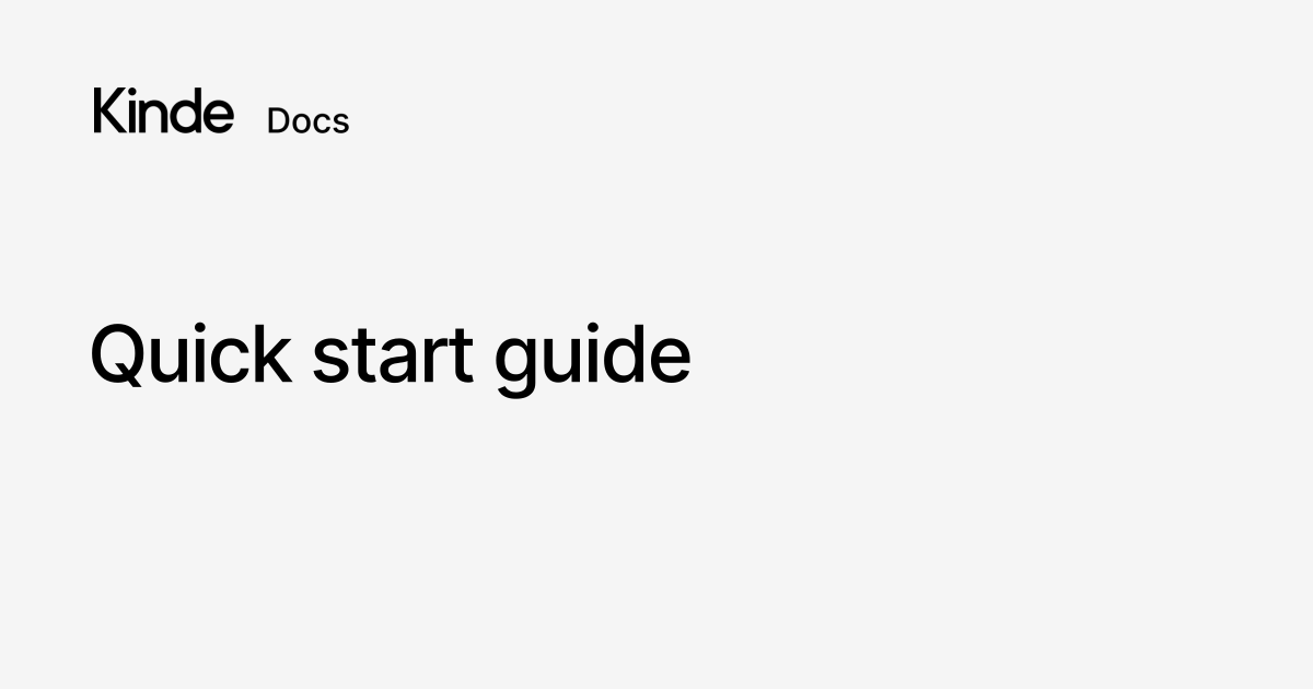 Quick start guide - Kinde docs